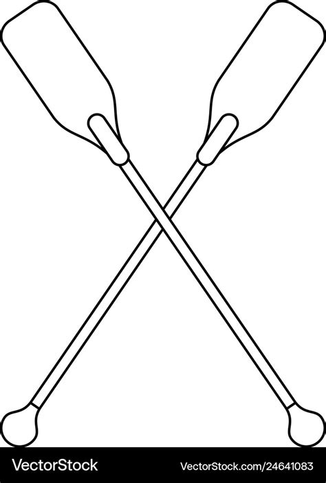 Boat oars crossed symbol black and white Vector Image