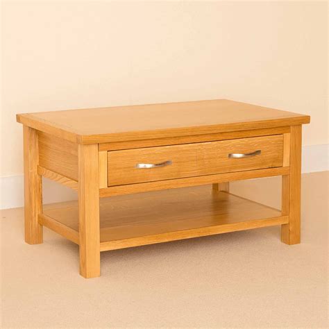 Newlyn Oak Coffee Table, Drawer Storage, W:90cm | Modern Light Oak