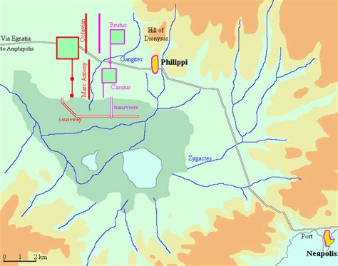 Map of the Double Battle of Philippi, pt 1 - Livius