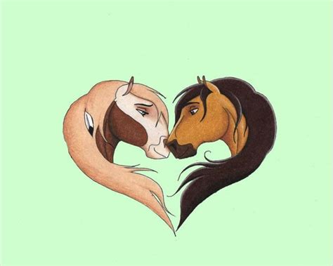 two horses face to face in the shape of a heart