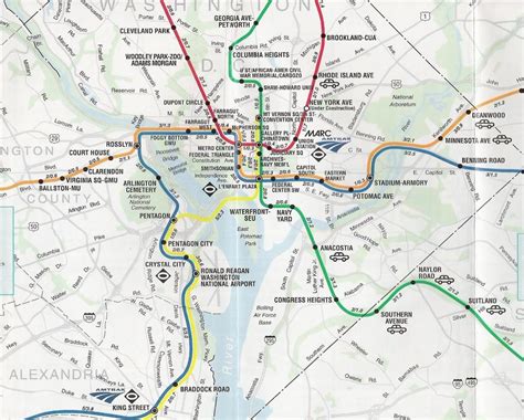 Washington dc carte avec les stations de métro de Washington dc street ...