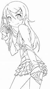 Anime Coloring Pages Girl Cute Lineart Drawing Line Books Kirino Color Deviantart Manga Girls Adult Chan Kousaka Body Sheets Colouring sketch template