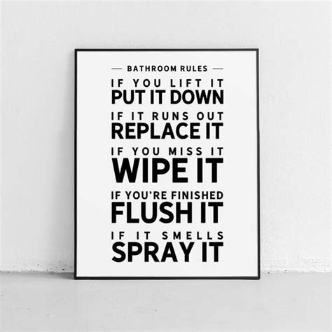 Bathroom Rules Printable If You Lift It Put It Down Home - Etsy