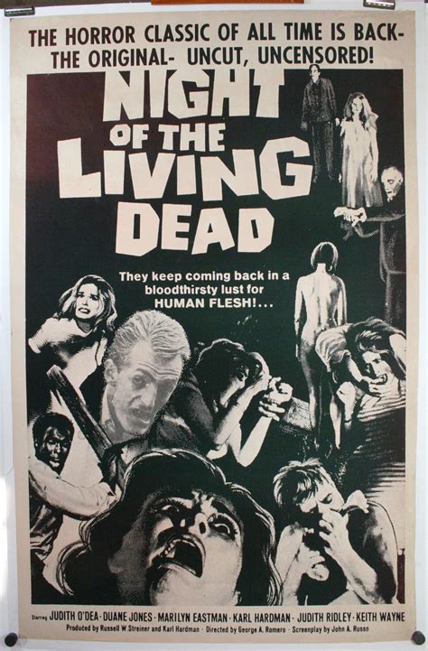 NIGHT OF THE LIVING DEAD, George Romero, Original 1 sheet Black White ...