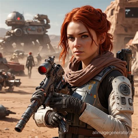 Mira from Star Wars RedHaired Warrior Amidst Atomic Wasteland | AI ...
