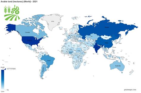 Arable Land Hectares On World Map