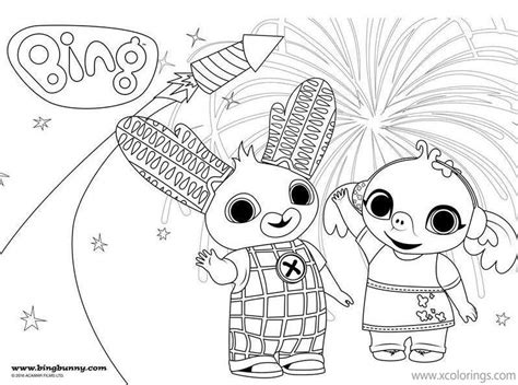 Bing Bunny Coloring Pages Sula and Bing with Fireworks - XColorings.com