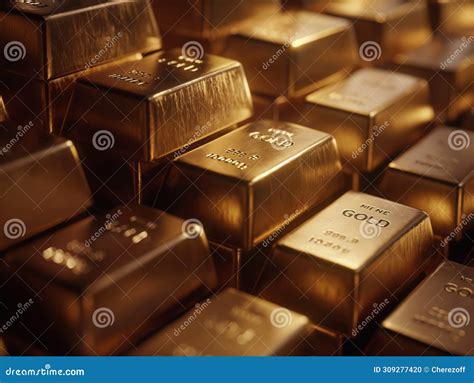 Stack of stacked gold bars stock photo. Image of golden - 309277420