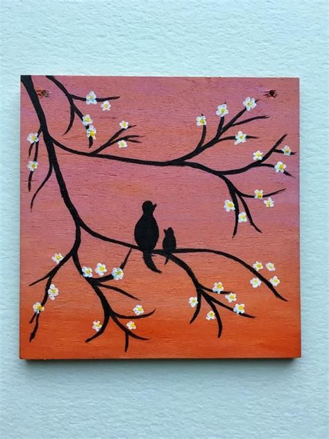 Mama & Baby Tiny Wood Painting Acrylic Wood Wall Art Pink | Etsy in ...