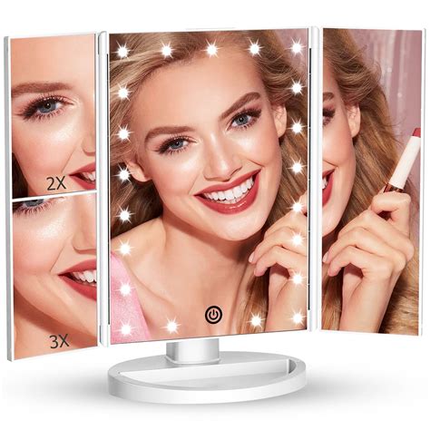 Makeup Mirror Vanity Mirror with Lights, 1X 2X 3X Magnification, Lighted Makeup Mirror, Touch ...