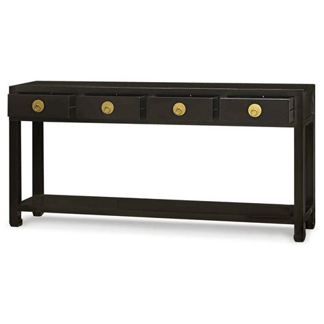 Matte Black Elmwood Ming Console Table with 4 Drawers and Shelf | Asian furniture, How to clean ...