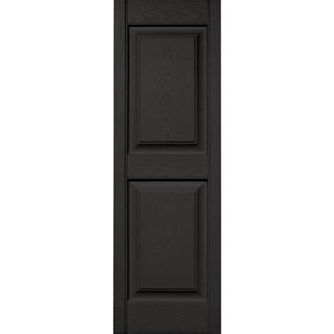 Builders Edge 15 in. x 47 in. Raised Panel Vinyl Exterior Shutters Pair in #002 Black ...