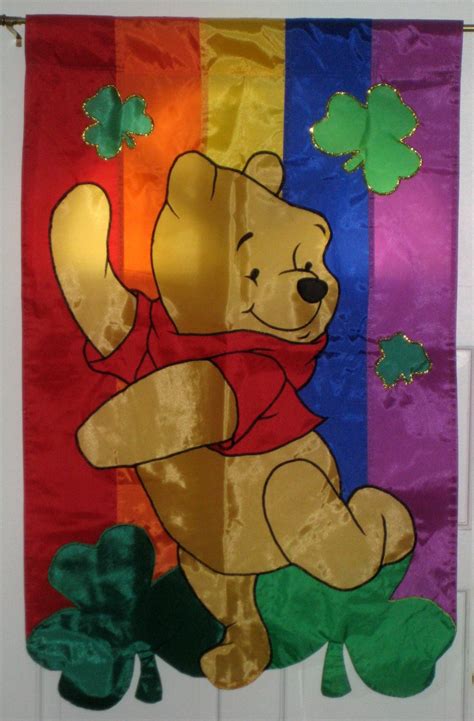 SOLD Winnie the Pooh St Patrick's Day Decorative Garden Flag Nylon ...
