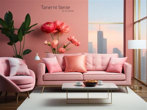 Premium AI Image | There is a pink couch and two chairs in a living room generative ai
