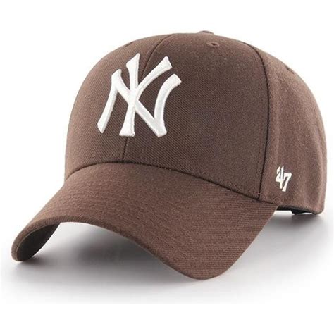 47 Brand Curved Brim New York Yankees MLB MVP Brown Snapback Cap ...