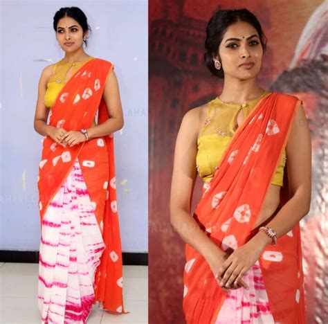 Divi Vadthya in a half and half saree at ATM Movie Trailer Launch – South India Fashion