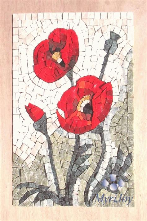 Mosaic kit DIY Poppies Stained glass mosaic tiles Mosaics wall art Craft kit for adults Mo in ...