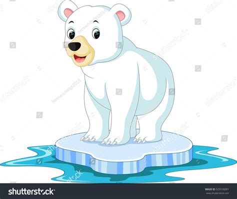 a polar bear standing on an ice floet with water around it and smiling