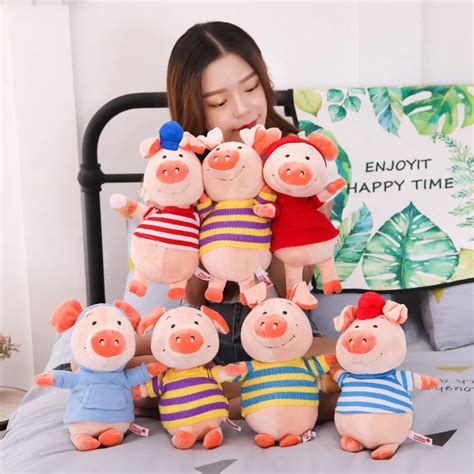 candice guo! super cute plush toy nici wibbly pig hooded T shirt stripe ...