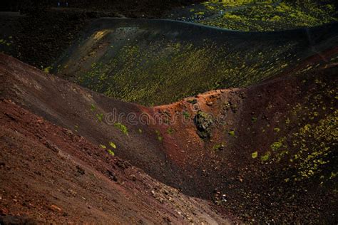 Etna National Park Panoramic View of Volcanic Landscape with Crater, Catania, Sicily Stock Photo ...