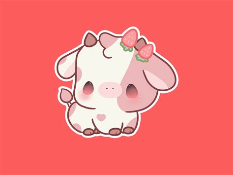 Strawberry Cow Cow Wallpaper Milk Drawing Kawaii Wall - vrogue.co