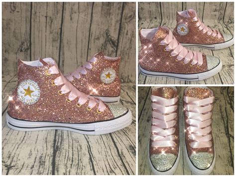 www.glittershoeco.com Sparkly Rose Gold Converse All Star High Tops! We can Create your own pair ...