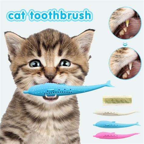 2019 New Pet Cat Toothbrush Toy Fish Shape Catnip Flavor Silicone Molar Stick Teeth Cleaning Toy ...