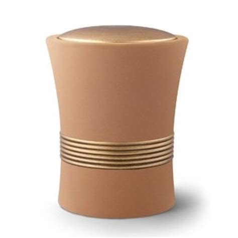 Luxian Ceramic Cremation Ashes Urn – Sand with Antique Gold Stripes & Lid