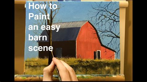 How to Paint an Easy Barn Scene: Acrylic Painting Tutorial - YouTube