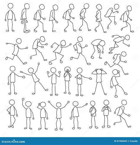 Stick figures collection stock vector. Illustration of running - 81986842