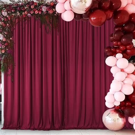 Fashion Frontier 100% Authentic 10x10 Burgundy Backdrop Curtain for Parties Wedding Wrinkle Free ...