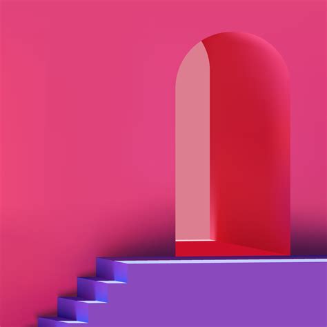 3d realistic trendy pastel minimalist architecture with arch wall and stairs vector background ...