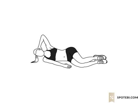 Lying Side Crunch | Illustrated Exercise Guide | Crunches workout, Workout guide, Side crunches