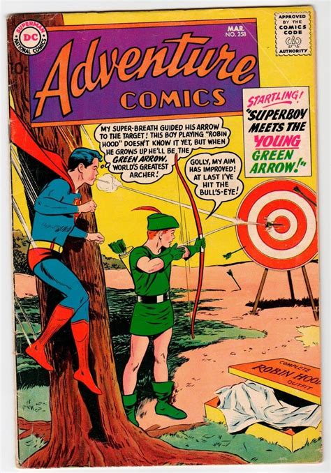 DC ADVENTURE COMICS # 258 (Superboy) 1st Green Arrow Since "More Fun" 1959 Comic | Silver age ...