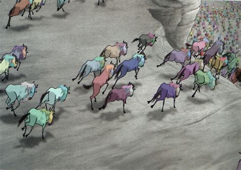 this land is sacred — Production image of the wildebeest stampede scene...