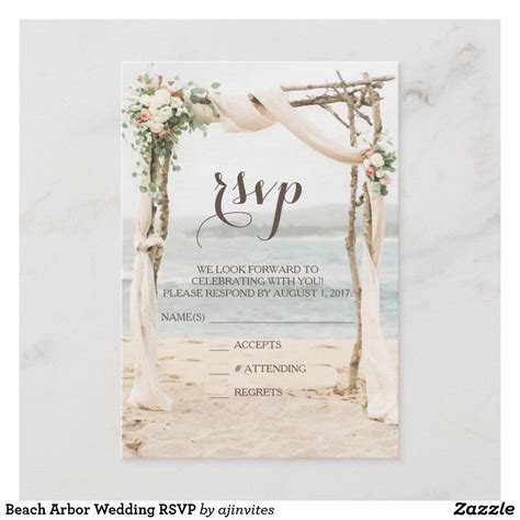 Beach Arbor Wedding RSVP | Zazzle | Sunset wedding invitations, Wedding ...