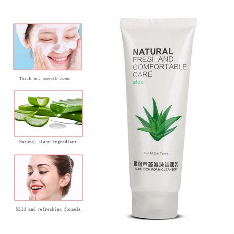 Natural Aloe Vera Facial Cleanser Acne Pimple Removal Blackhead Foam Cleanser Moisturizing ...