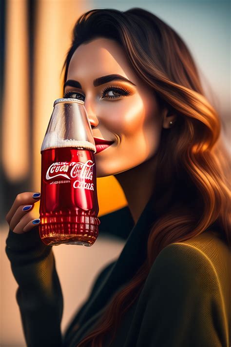 Lexica - A woman holding a coca-cola bottle, realistic, instagram model