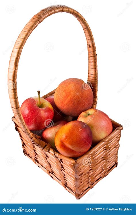 Basket with fruits. stock photo. Image of peach, crop - 12592218