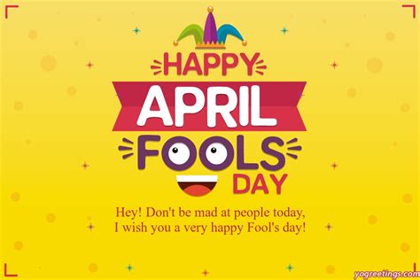 April Fools' Day Greeting Card With Yellow Background