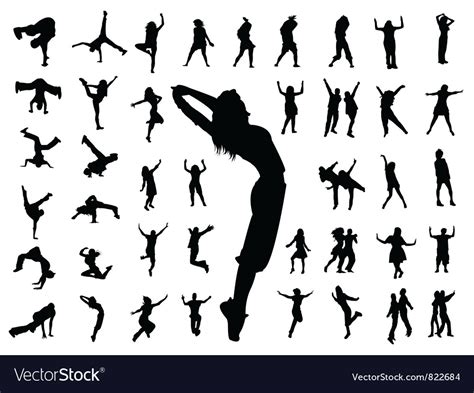 Silhouette people jumping dance Royalty Free Vector Image