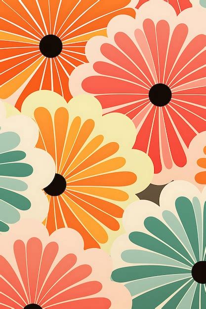 Premium AI Image | Retro 70s Flower Pattern