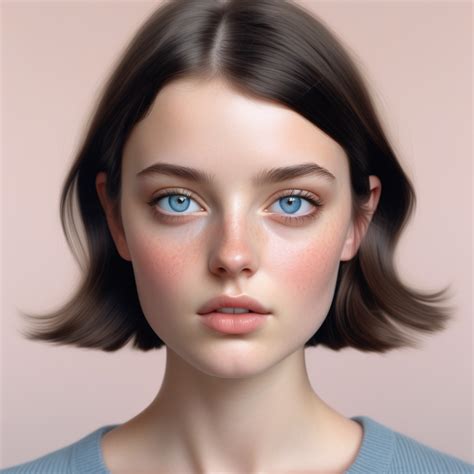 hyperrealistic modern Parisian brunette greyblue eyes oblong face | MUSE AI
