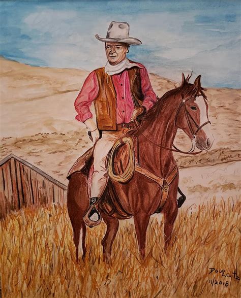 John Wayne and his horse Dollar. Painting by Douglas Lentz | Pixels