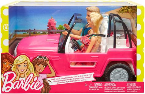 Barbie Beach Cruiser Set with Barbie and Ken Dolls, Pink 2-Seater Toy ...