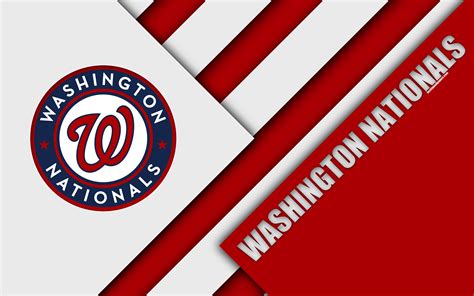 Download wallpapers Washington Nationals, MLB, 4k, red white abstraction, logo, material design ...