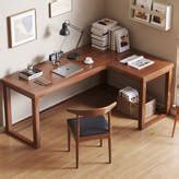 Corrigan Studio® Hayato 2 Piece Solid Wood L-Shaped Desk And Chair Set Office Set with Chair ...