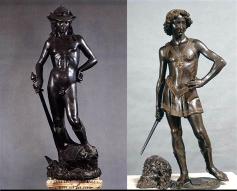 To the right: Donatello, David with the head of Goliath (about 1430-1440, bronze, height 158 cm ...