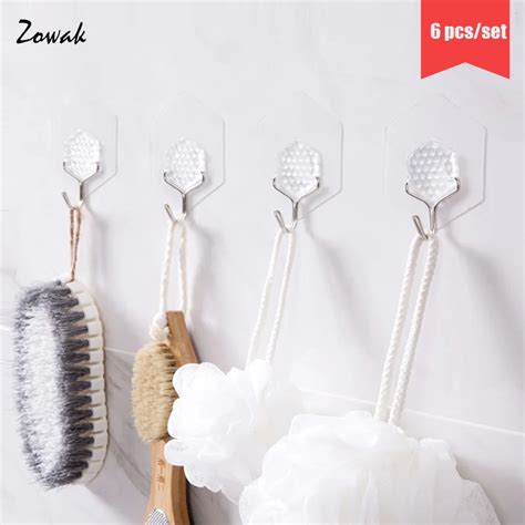 6pcs Adhesive Sticky Hooks Heavy Duty Wall Hooks Ceiling Hooks Seamless ...