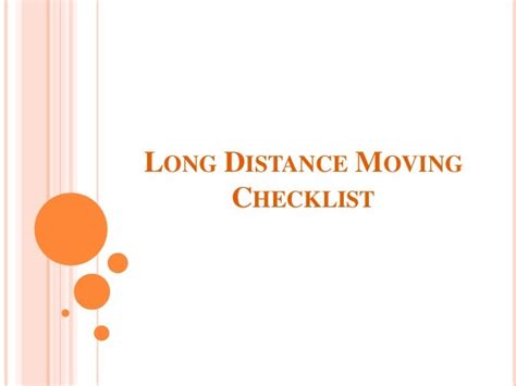 Long Distance Moving Checklist